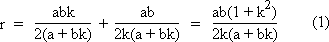 r = ab(1+k^2)/[2k(a+bk)].
