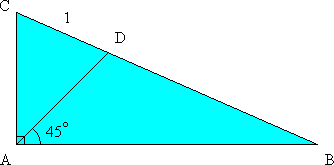 Right triangle ABC, with angle bisector and lengths as described above.