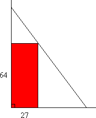 Ladder, resting against wall, and just touching box of height 64 units and width 27 units.
