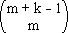 C(m+k-1, m)