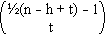 C((n - h + t)/2 - 1, t)